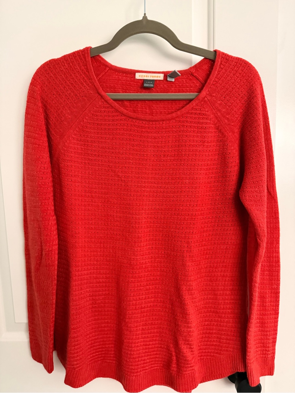 Sweet Romeo Bright Red/Orange Crewneck Sweater